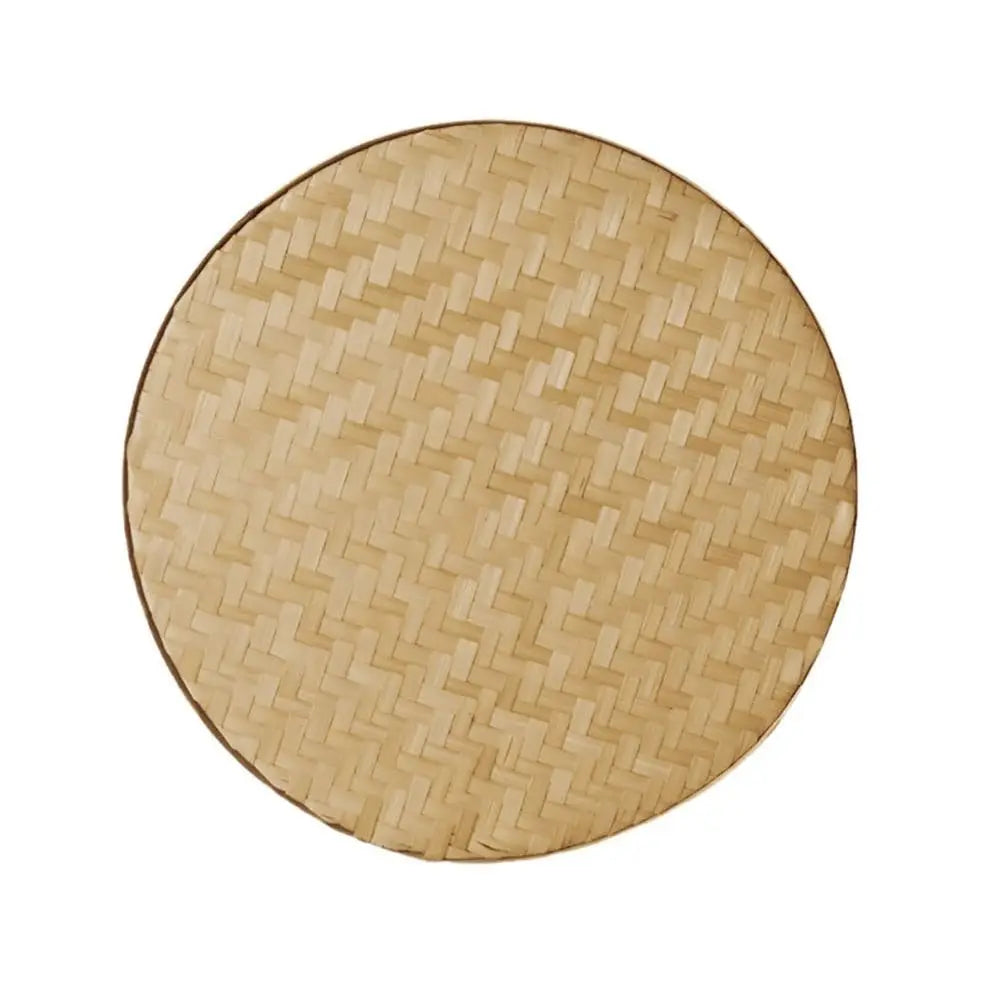 4 Size Hand-woven Bamboo Sieve Hand-painted Bamboo Raft Round Dustpan DIY Decorative Fruit Bread Basket Kitchen Storage Tray