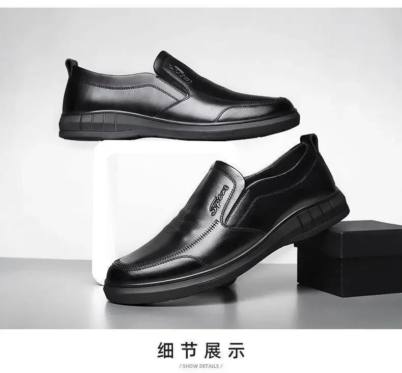 2024 Autumn Men New Shoes British style outdoor casual Leather shoes Fashion antislip soft soled male shoe Business Comfort Flat
