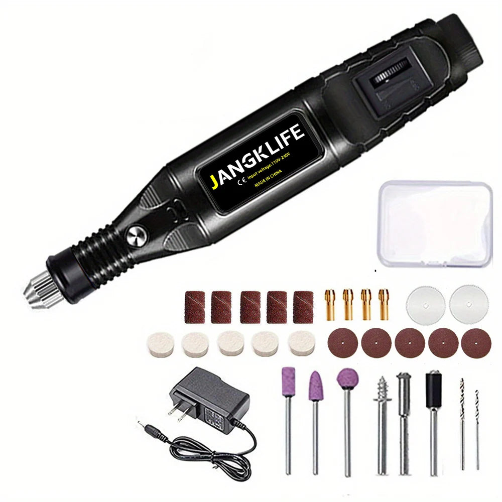 JANGKLIFE 9V Mini Drill Electric Carving Pen Variable Speed Rotary Tools Kit Engraver for Grinding Polishing