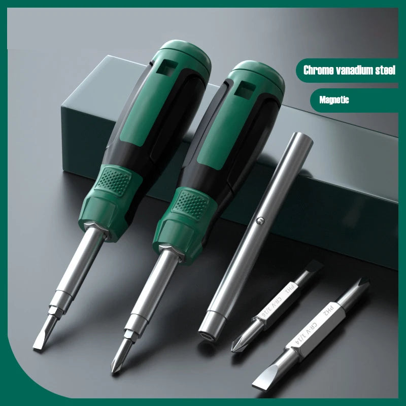 6-in-1 Outer Hexagon Socket Screwdriver Double Head Slotted Cross Nut Key Phillips Flat Driver Chrome Vanadium Steel Hand Tools