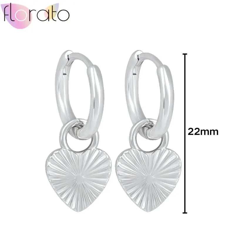 925 Sterling Silver Ear Buckle Retro Metal Heart Pendant Hoop Earrings for Women CZ Huggie Earrings Fashion Females Jewelry