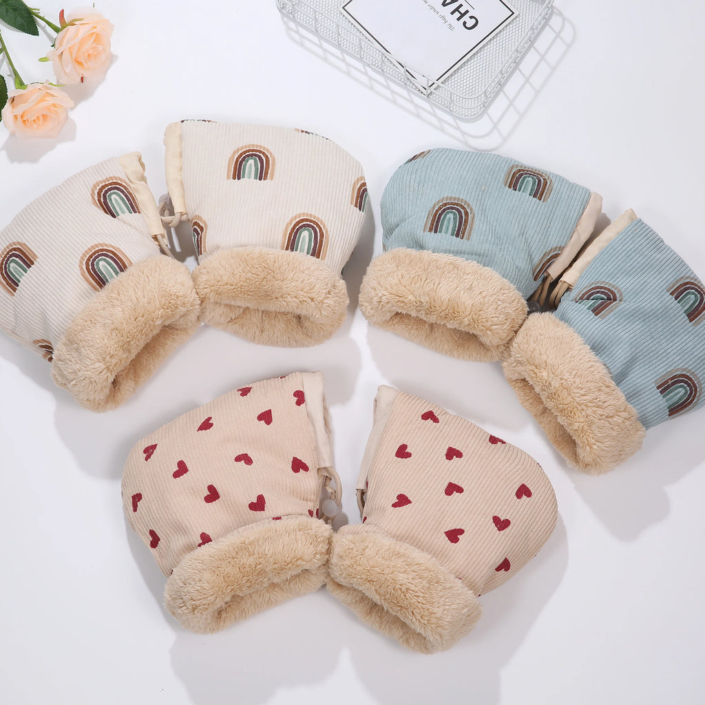 Windproof Infant Stroller Gloves Children's Outdoor Sports Mittens Cartoon Printed Hands Warmer Scooter Accessory for Winter