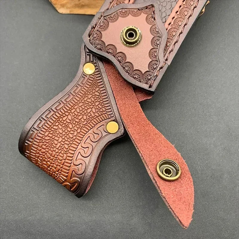 High-Quality Newest Leather Blade Carrier with Storage Pocket Compatible with Various EDC Knives (Knife Not Included)