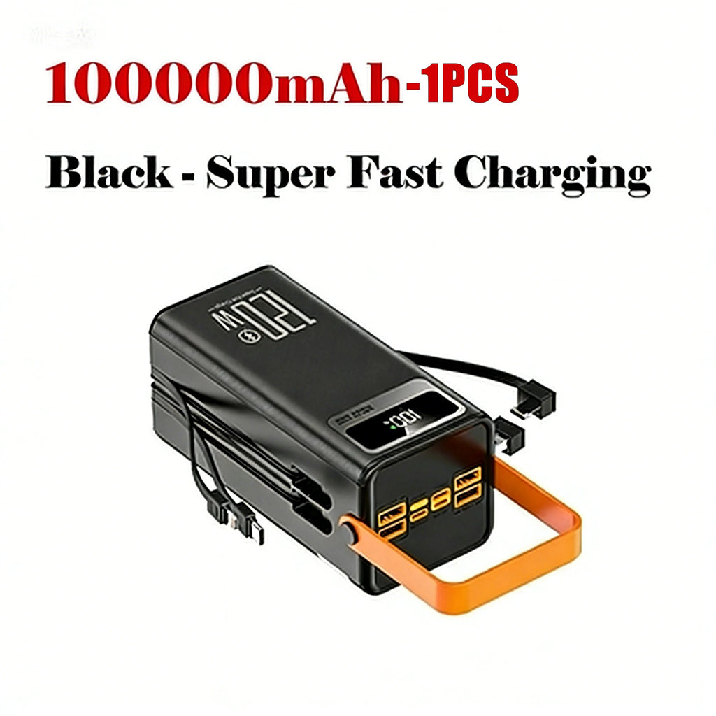 120W 30000-100000mAh Fast Charging Power Bank Large Capacity Outdoor Mobile Power Supply External Spare Battery For Camping