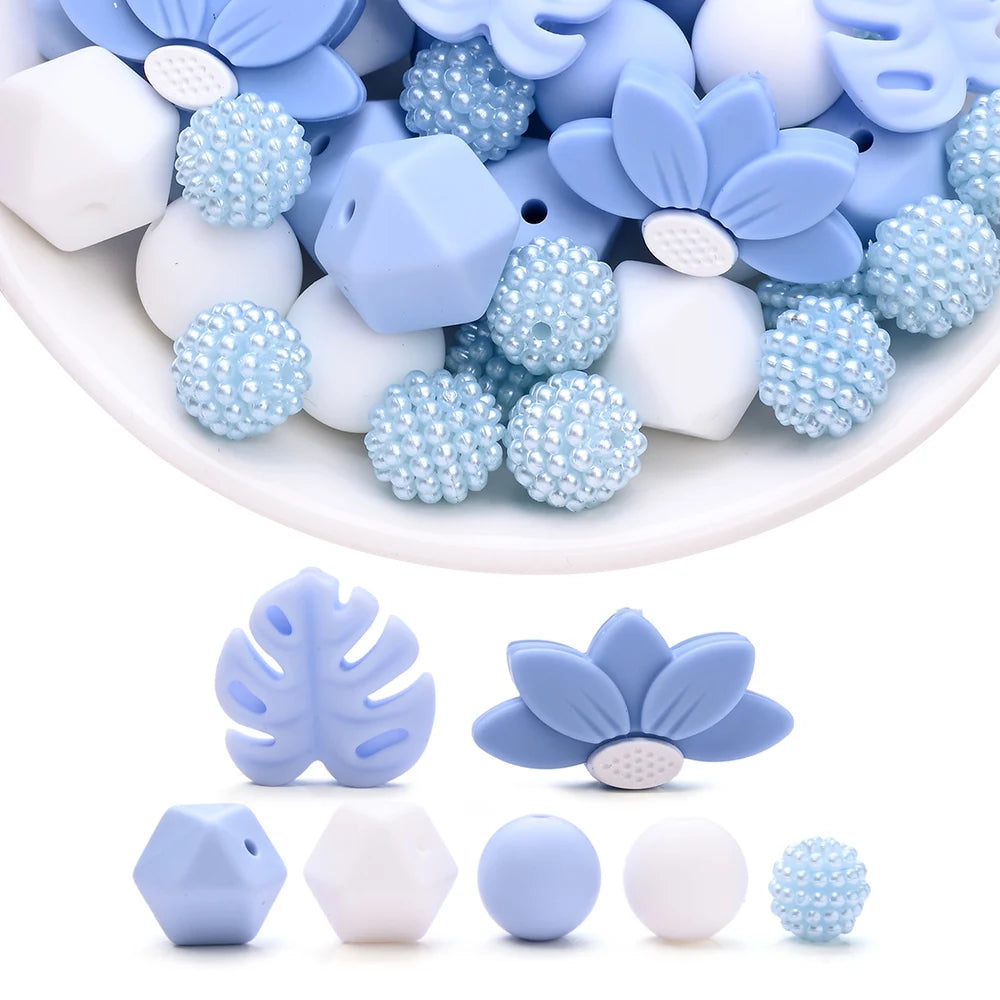 7Pcs Silicone Bead Set Soft Non Toxic Biteable Silicone Beads for Handmade Pacifier Chain Teeth Grinding Jewelry
