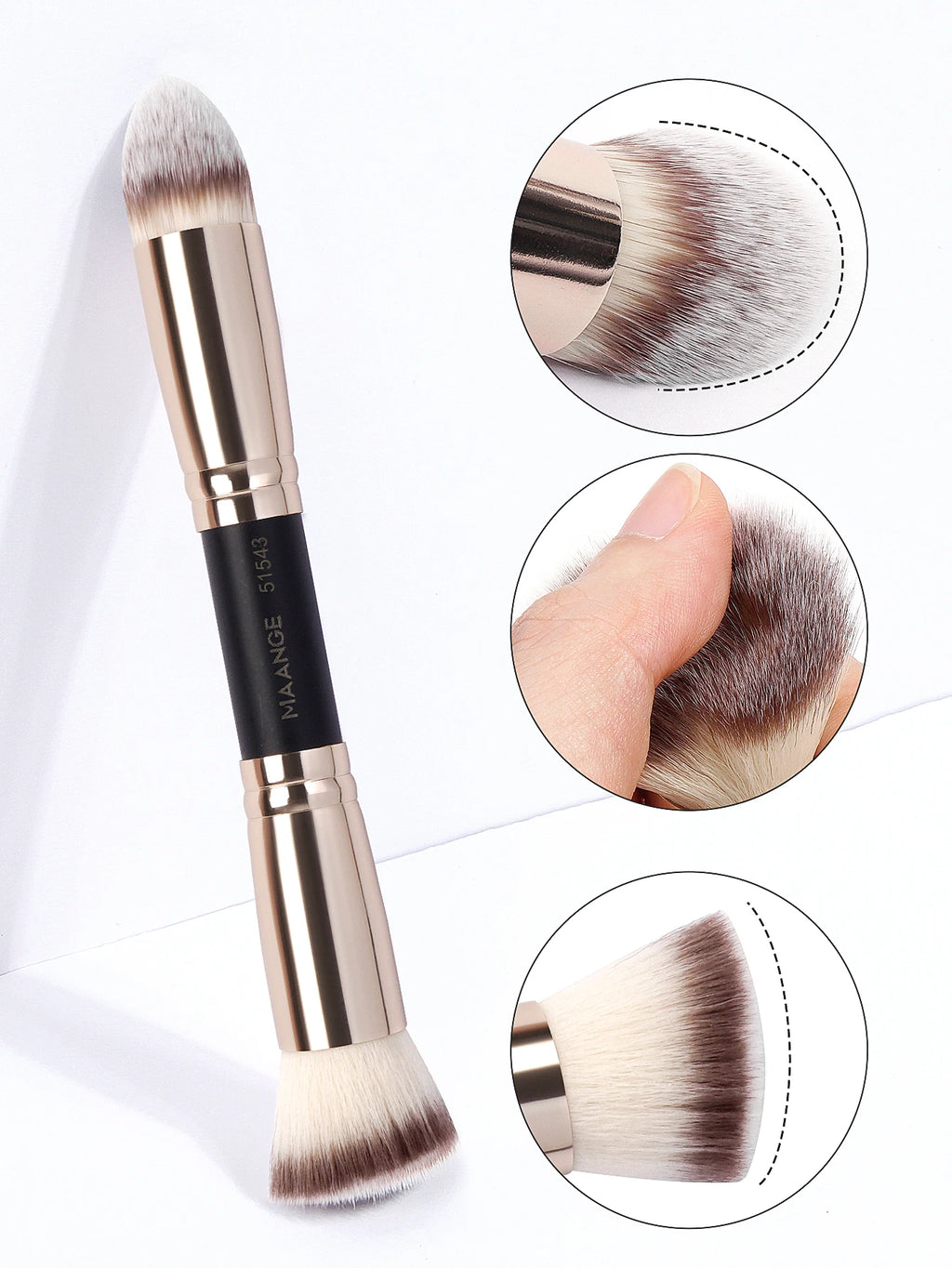 MAANGE 4pcs Basic Makeup Brushes Set With Box Dual-ended Foundations Powder Blush Details for Eyeshadow Brushes Beginner Travel