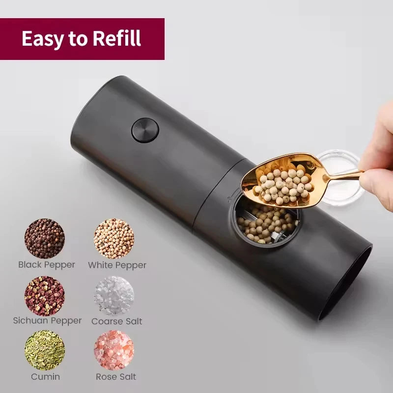 Electric Automatic Salt and Pepper Grinder Set with Led Light Grinder Set Spice Mill Adjustable Spices Grinder Kitchen Tools