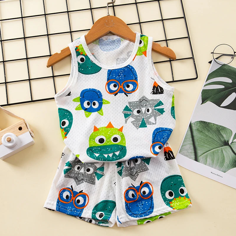 Toddler Baby Boy Pajamas Cotton Sets for Girls 0 to 1 2 3 4 5 6 7 8 9 Years Summer Children Pyjama Short Sleeveless Kids Pijamas