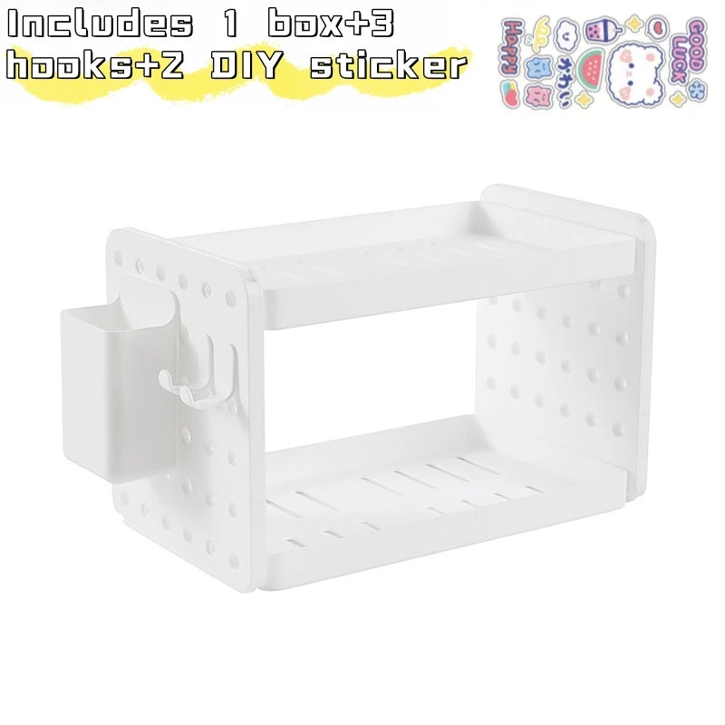 Multi-functional 3-tier Desktop Organizer, Desktop Shelf, Hole Board, Pen Holder Office Desk Organizer, Desk Desk Organizer
