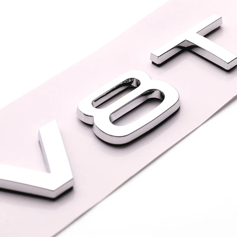 ABS V6T V8T Fender Side Body Emblem Logo Tail Trunk Rear Badge Sticker Decal For Audi S3 S4 S5 S6 S7 S8 A3 A4 A5 A6 A7 Q3 Q5 Q7
