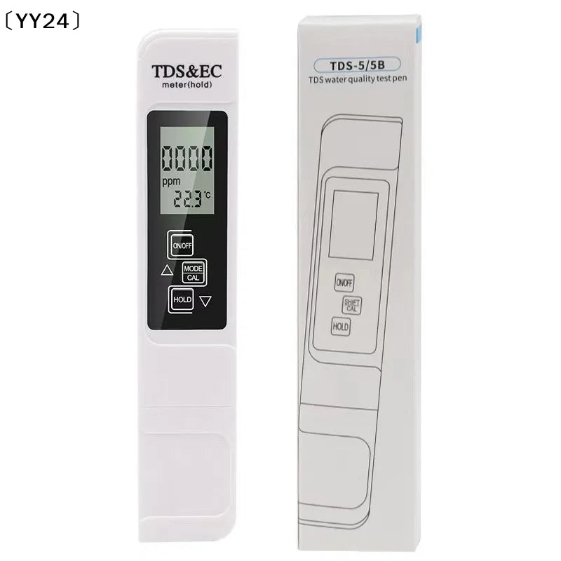 1PC White Digital Water Quality Tester TDS EC Meter Range 0 To 9990 Multifunction Water Purity Temperature TEMP PPM Tester〔YY24〕