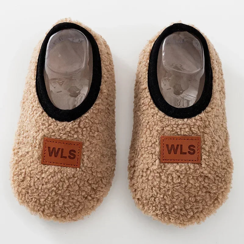Autumn Winter Warm Baby Slippers Toddler Plush Floor Sock Shoes Boys Girls Soft Anti-slip Walking Shoes Indoor Home Kids Socks