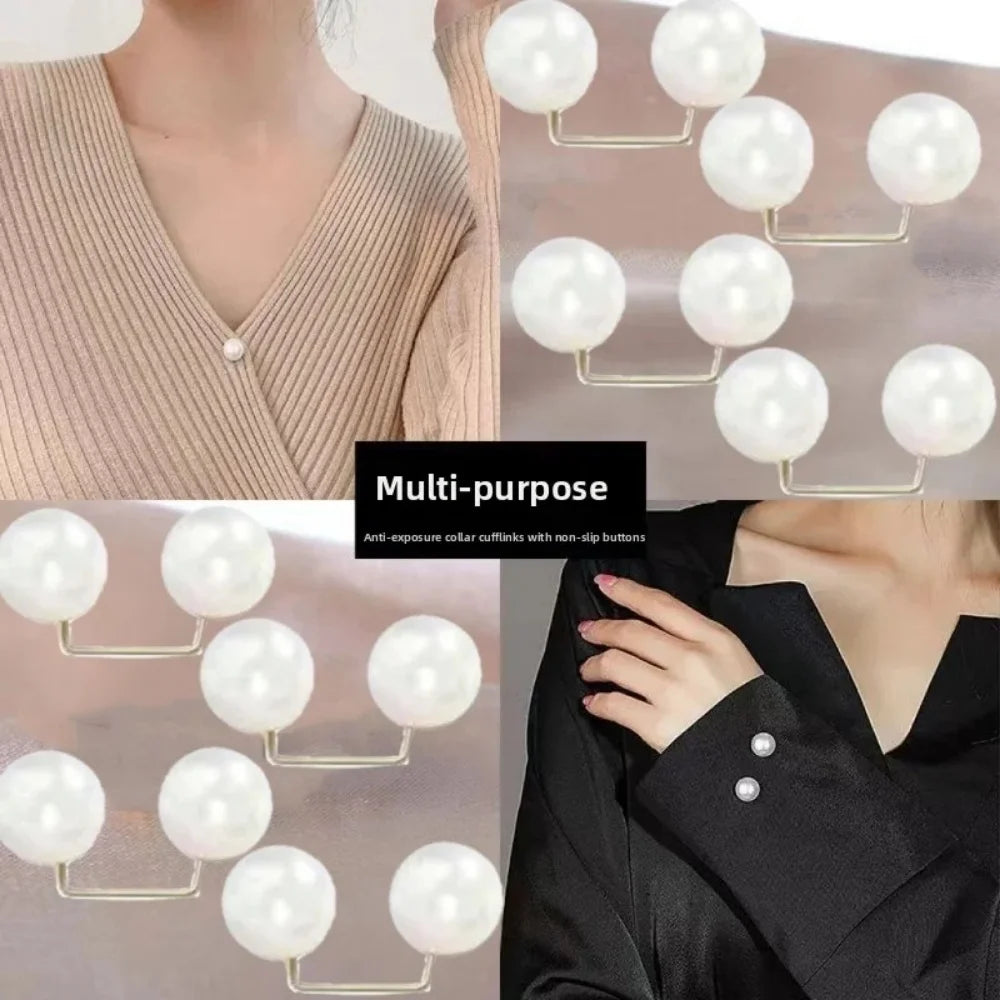 Double Pearl Pin Brooch For Women Clothing Dress Fixed Safety Pin Woman Brooch Accessories Pants Decoration Pearl Jewelry Clip