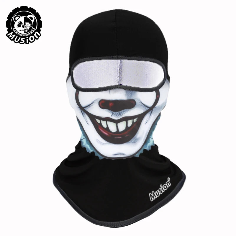 Musion Balaclava Helmet Liner Full Face Mask Skull Print Moto Topeng Muka Rider for Cycling and Riding Motorcycle