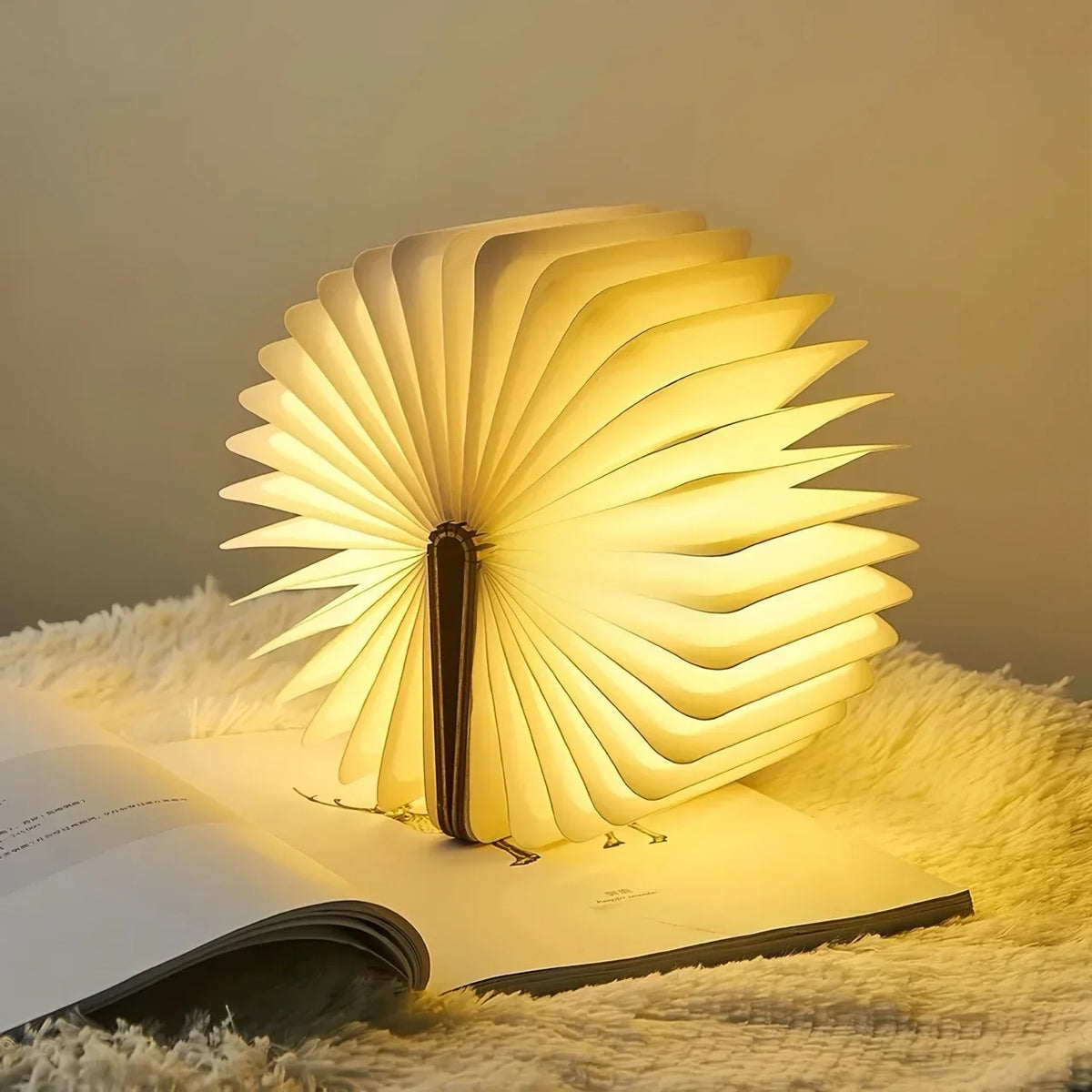 3D Folding Book Light LED Night Light 3-Color USB Charging Portable Wooden Magnetic Table Lamp Decoration Christmas Holiday Gift
