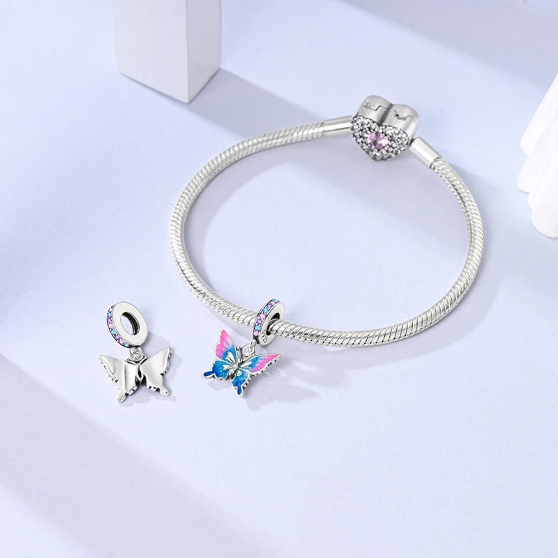 New Original Charm Beads 925 Sterling Silver Butterfly Hot Air Balloon Dangle For Bracelet Women Girl Fine DIY Jewelry Gift