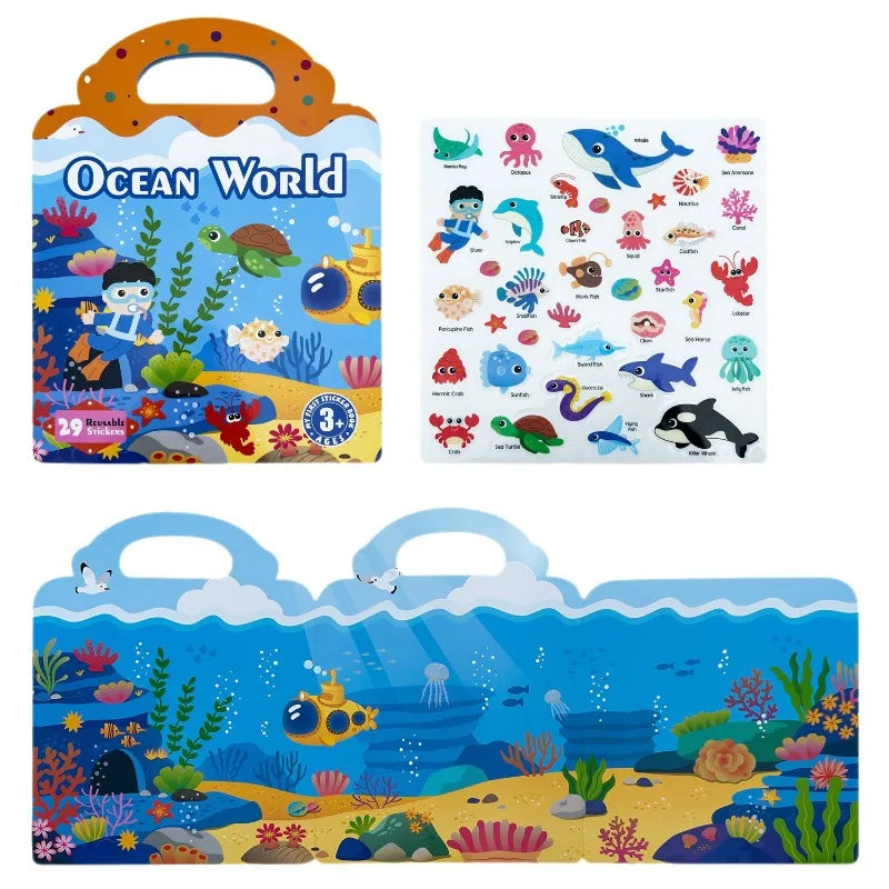 Children's Enlightenment Jelly Sticker Book Baby Hands-on DIY Jelly Sticker Puzzle Portable Puzzle Repeat Sticker Toy Magic Book
