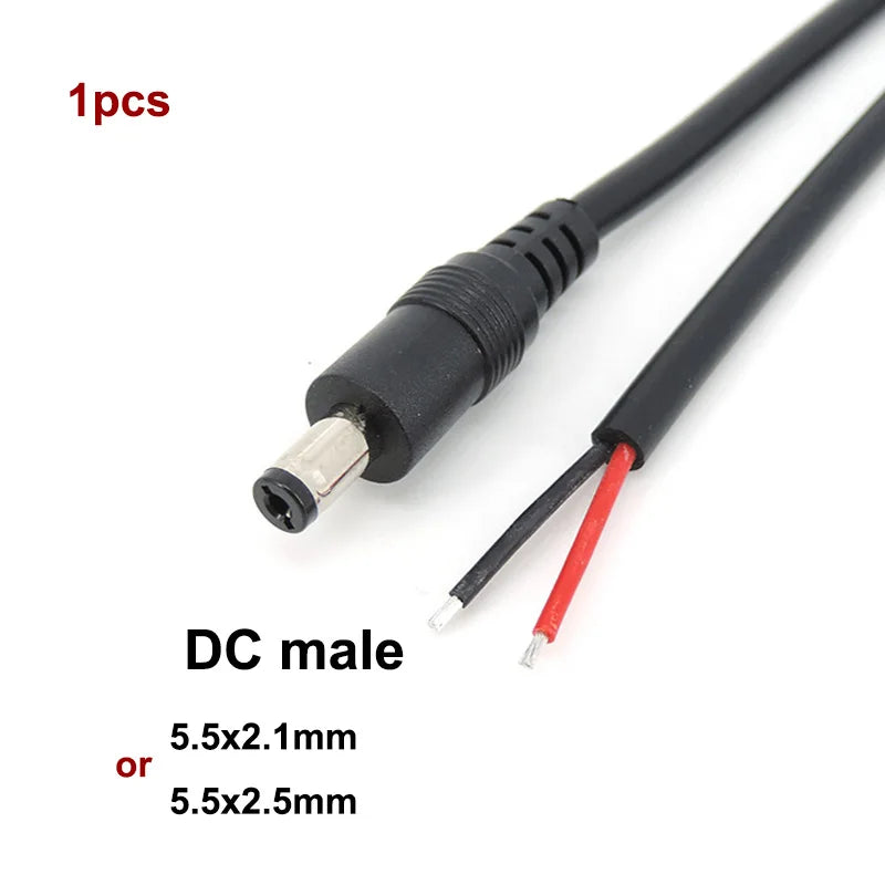 18cm 18awg 7A DC Male Female Power Supply Connector Cable 5.5x2.1mm 5.5x2.5mm Copper cord For LED Strip light Camera 2.1mm 2.5mm