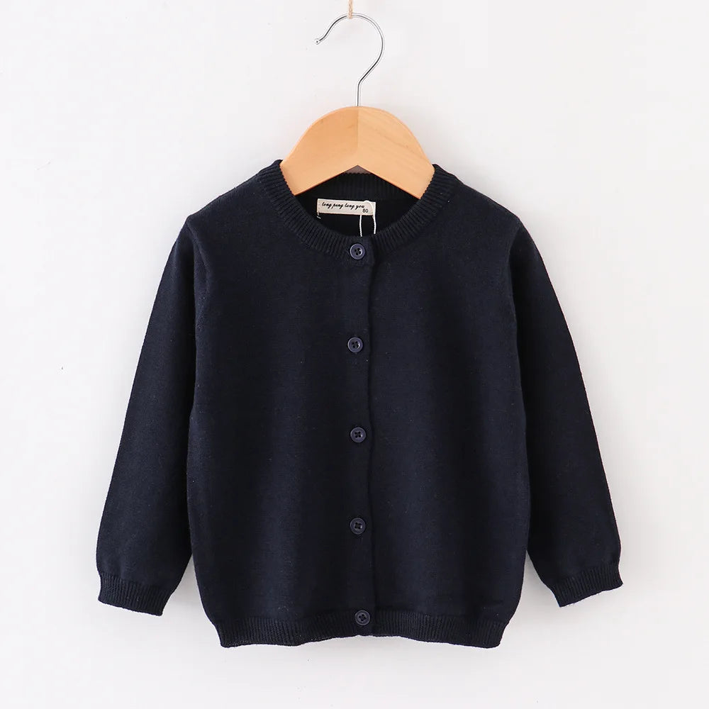 Autumn Girls Clothes Baby Casual Cardigan Solid Open Stitch Boys Soft Coats Children Sweaters Toddler Knit Jackets Full Sleeve