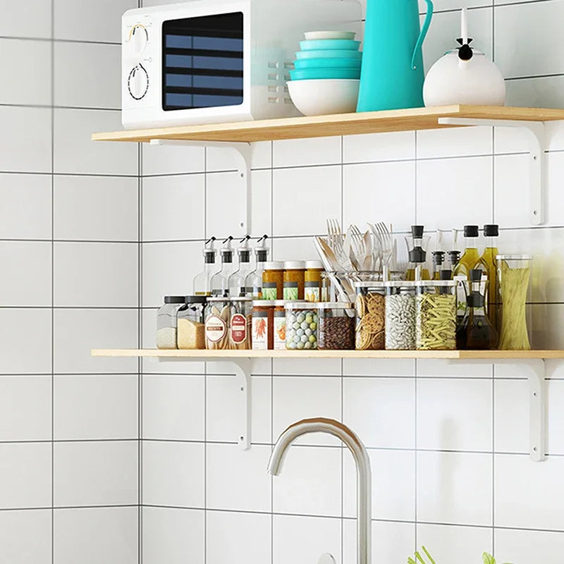 L-Shaped Floating Shelf Brackets - Heavy Duty Stainless Steel Wall Mount, Black/White Modern Industrial Supports