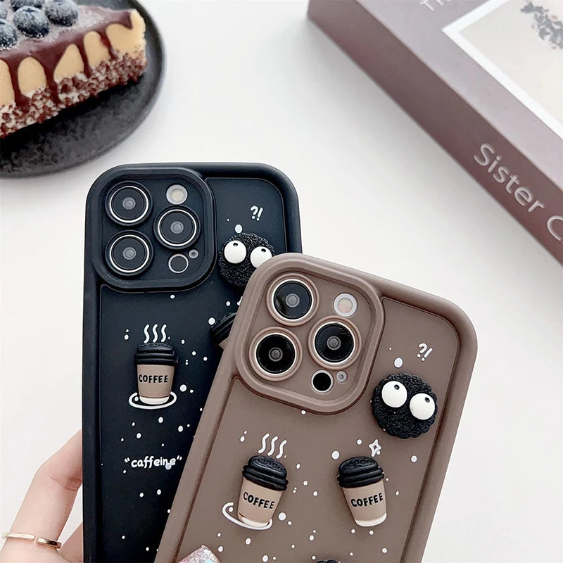 3D Coffee Toy Cartoon Multistep TPU Soft Phone Case for OPPO A60 A79 A78 A58 A38 A74 A54 A94 A76 A96 A57 A77S A15 A16 A17 A18