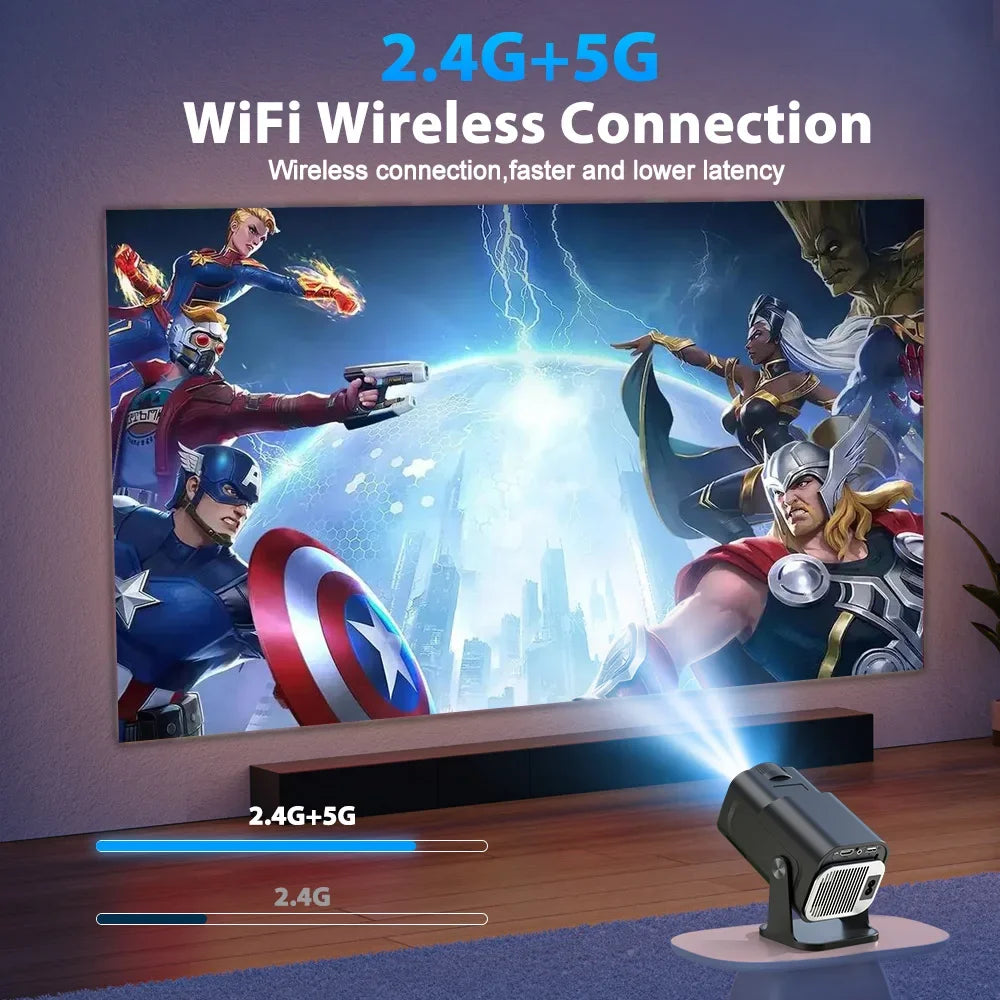 Portable  Projector, 4K Supported , WiFi 6 Bluetooth 5, Auto Keystone Correction, Android 11 Smart Home Theater Movie Projector