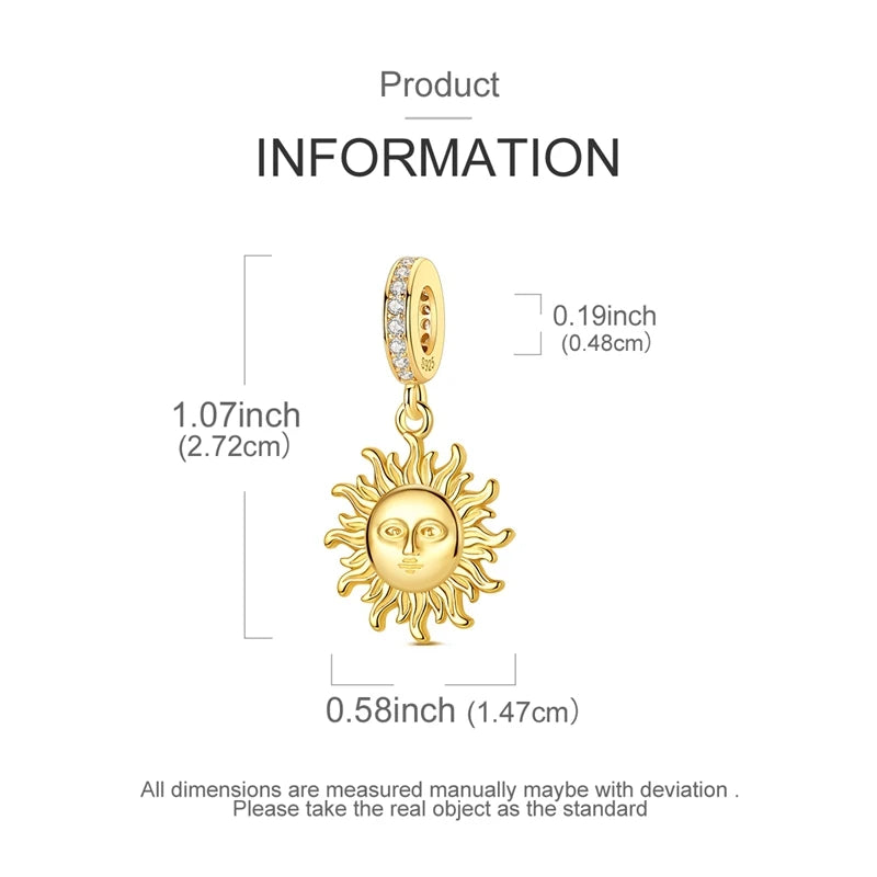 Original 925 Sterling Silver Charm Bead Golden Series Zircon Pendant Fit Original Bracelet Necklace For Women DIY Jewelry Gift