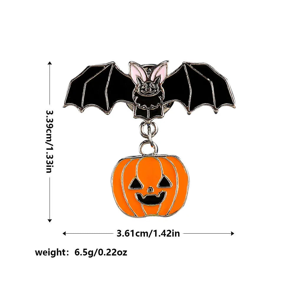 Dark Punk Style Halloween Enamel Brooch Creative Bat Pumpkin Skull Ghost Snake Lapel Pin Badge Backpack Clothing Hat Accessories