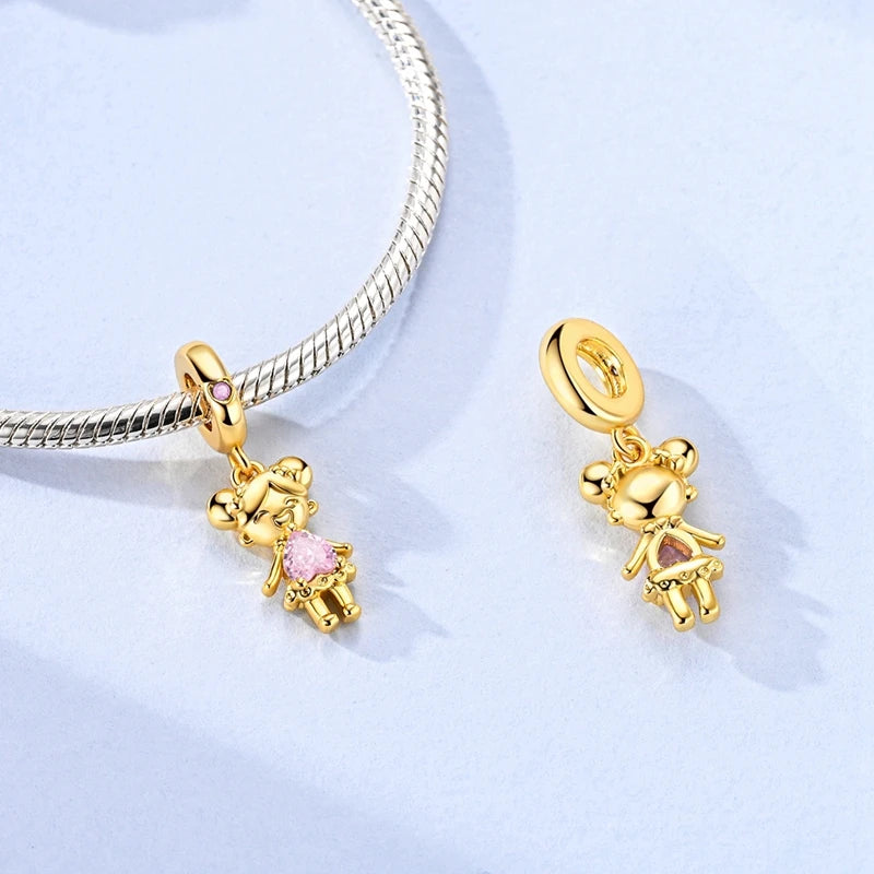 925 Sterling Silver Charms Pendant Beaded Fit Bracelet DIY Boy Girl Family Friendship Charm Making for Women's Fine Jewelry Gift