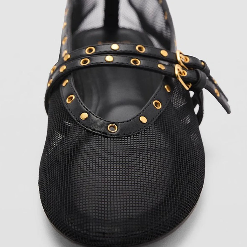 Mesh Summer Ballet Flats Shoes Women Buckle Strap Breathable 2026 New Flats Shoes Ladies Black Mary Janes Footwear Loafers Lady