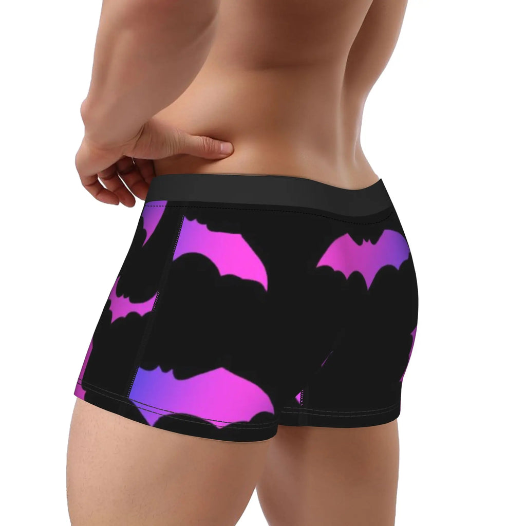 Neon Purple Bat Seamless Pattern  Underpants Breathbale Panties Man Underwear Print Shorts Boxer Briefs