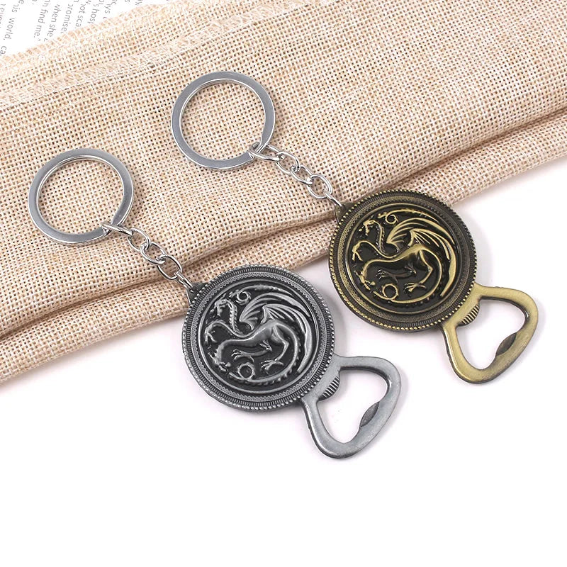Classic Movie Dragon Shape Keychain Wolf Head Pendant Fashion Trend Bottle Opener Keyring for Fan Collectible Accessories