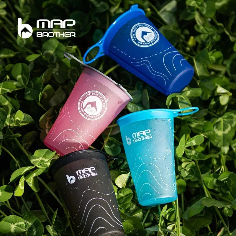 MAP BROTHER 200ml Foldable Soft Flask TPU Squeeze Outdoor Sport Running Water Bottle for Running Hiking Cycling Climbing Durable