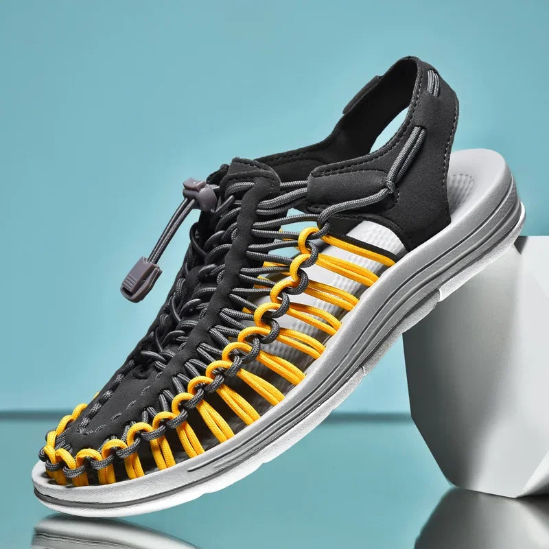 Summer Men Sandals Fashion Handmade Weaving Design Beach Sandals Breathable Casual Flat Sandals Outdoor Couples Sandals Size 48