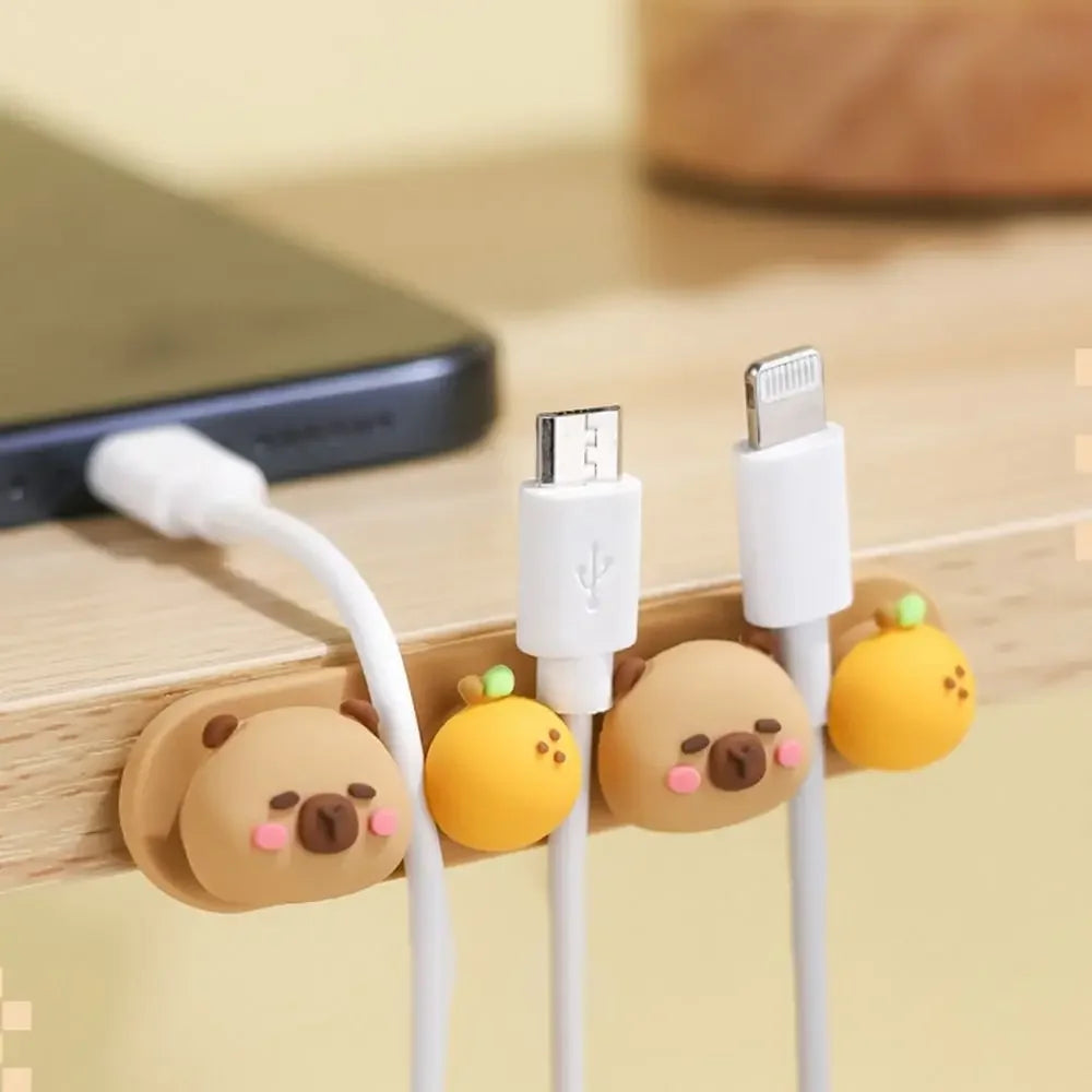 Cartoon Panda Cable Holder: Self-Adhesive Desk Wire Organizer for Phone Charging Cords