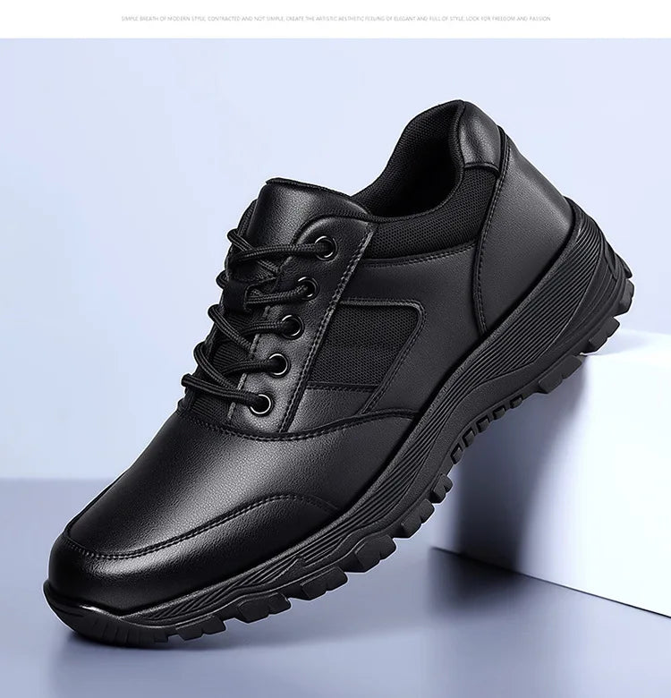 New Platform Cow Leather Casual Sneakers for Men Designer Autumn Winter Cotton Black Outdoor Men's Sports Shoes Zapatos Hombre
