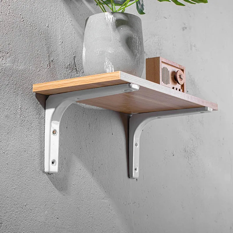 L-Shaped Floating Shelf Brackets - Heavy Duty Stainless Steel Wall Mount, Black/White Modern Industrial Supports
