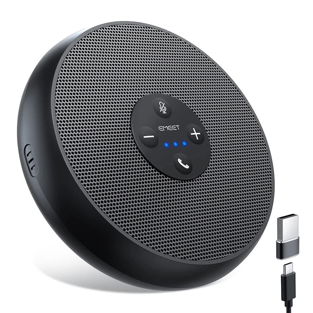 EMEET USB Wired Speakerphone Conference Speaker With 2 Mics 360° Voice Pickup Meeting Microphone for Zoom/WebEx/Microsoft Teams