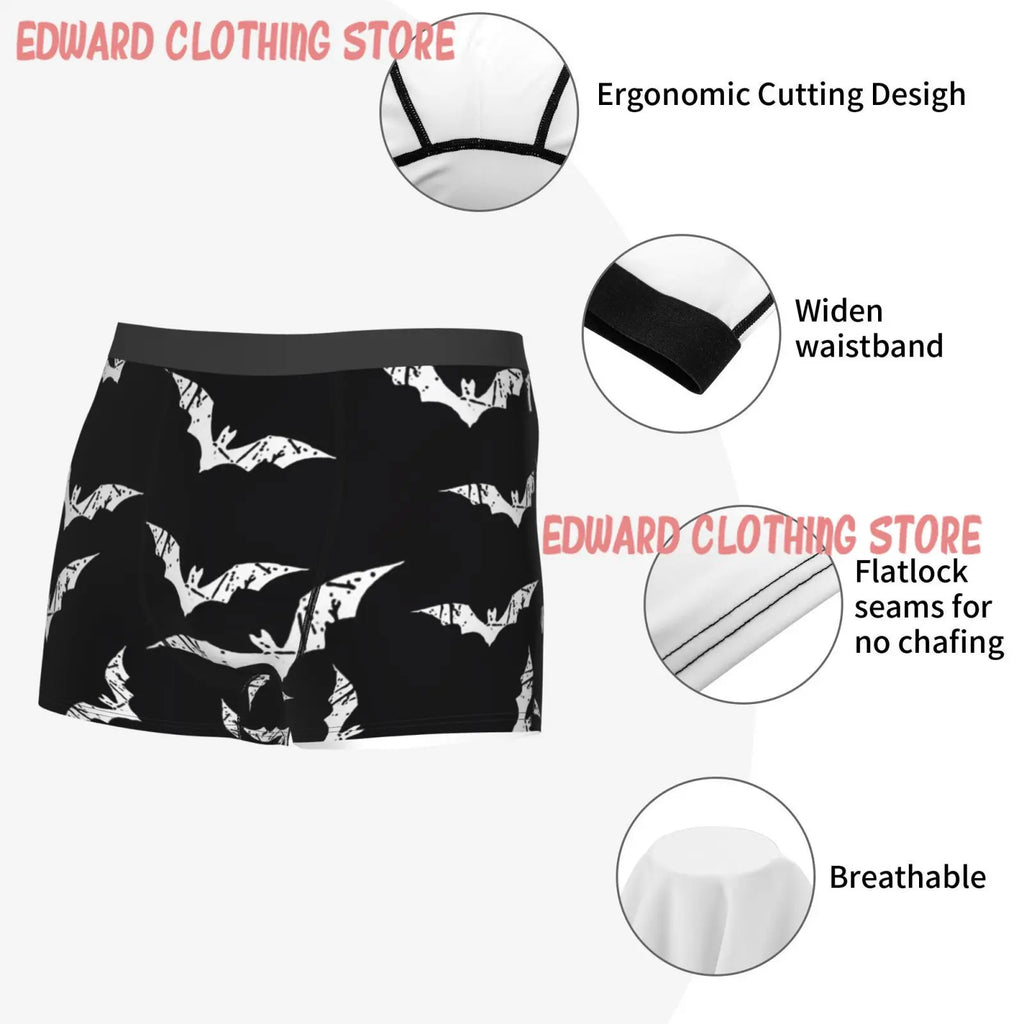 Bats Men Men Printed Boxer Briefs Underwear Highly Breathable Boxer Shorts Panties Breathable Underpants for Homme