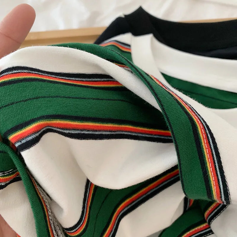 2025 autumn Children Clothes Girls Long Sleeves Bottoming Shirts Cool Boys Stripe Cotton T-shirt Teen Loose Casual 2-7y Kids Top