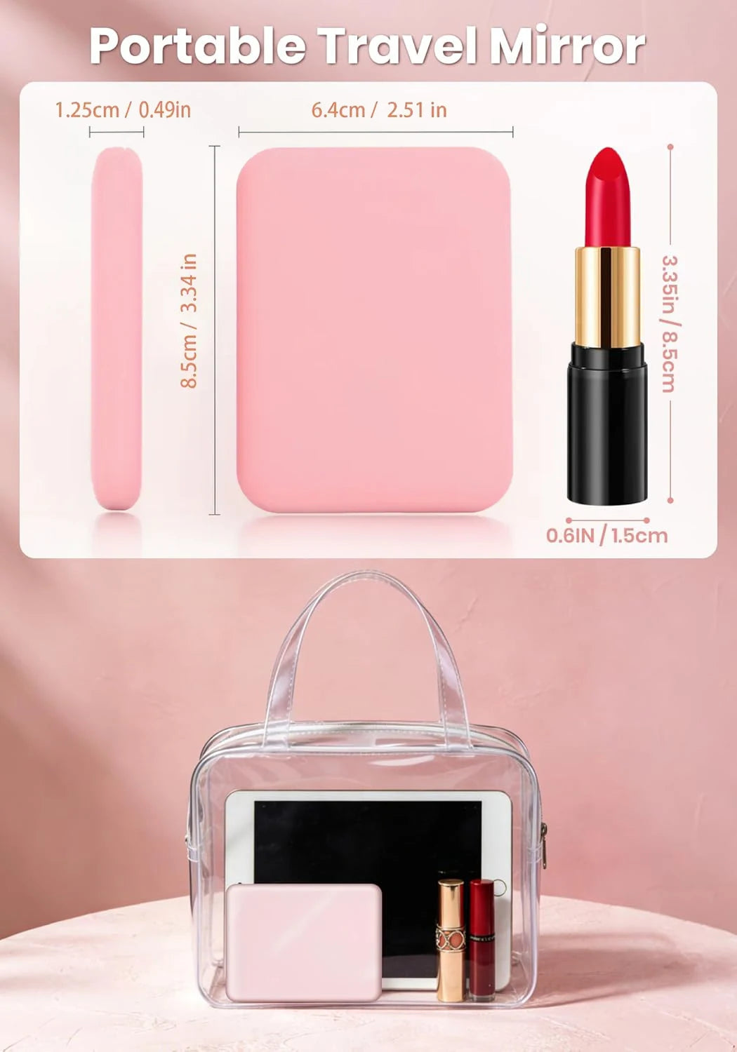 Mini Handheld Makeup Mirror 1X/3X Magnifiying Compact Folding Travel Portable With Light Makeup Pocket Mirror 8 Leds for Gifts
