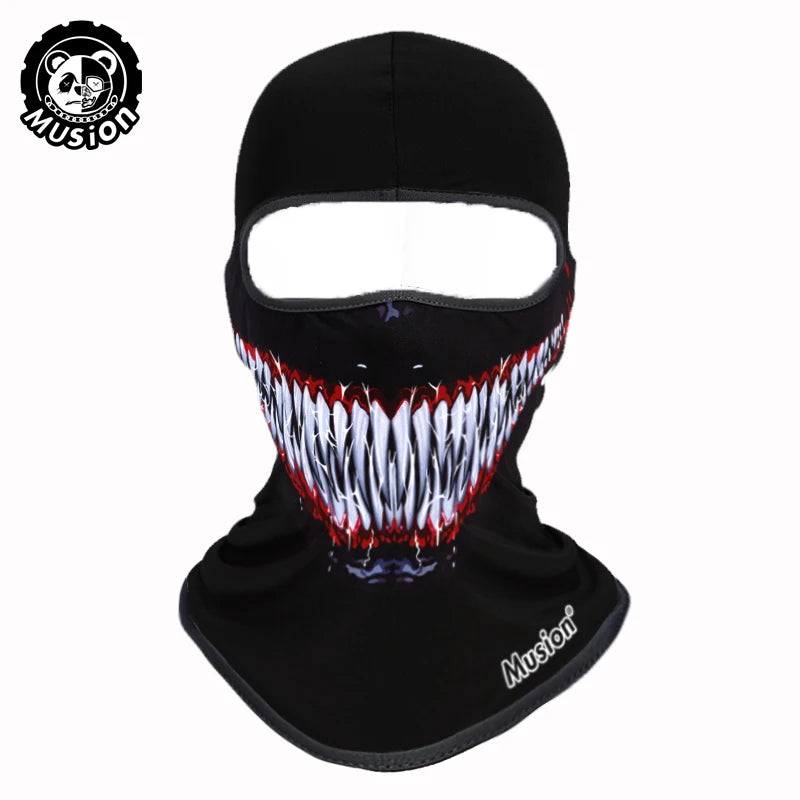 Musion Balaclava Helmet Liner Full Face Mask Skull Print Moto Topeng Muka Rider for Cycling and Riding Motorcycle