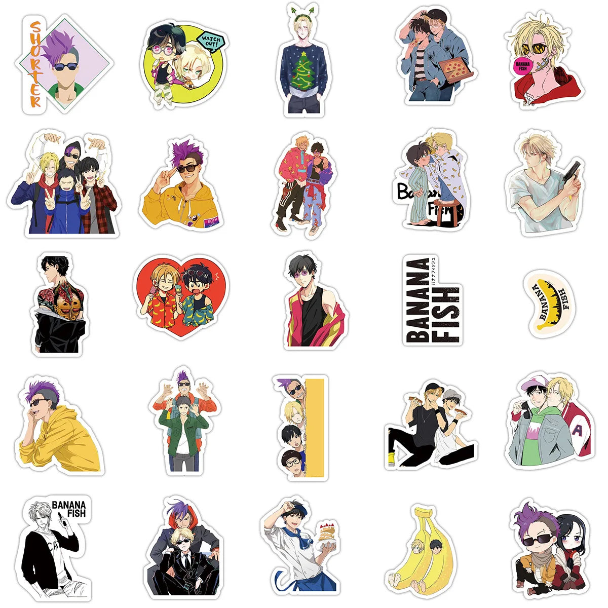 50Pcs BANANA FISH Graffiti Stickers Water Bottle Laptop Phone Bicycle Luggage Case Skateboard Children Adult Sticker