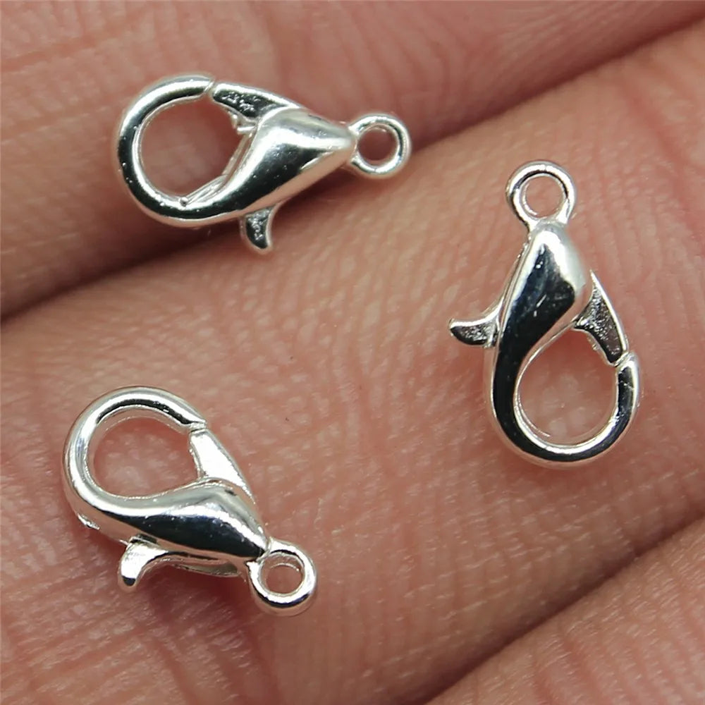 50pcs 8 Colors 12mm 10mm Metal Alloy Lobster Clasp Hooks For Necklace & Bracelet Chain DIY Fashion Jewelry Findings