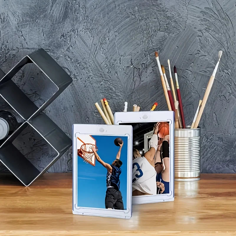 10 Pieces 35 Pt Clear Magnetic Card Storage Box, Hard Plastic Storage Box, UV-Protective Acrylic Magnetic Card Holder, Top Magne