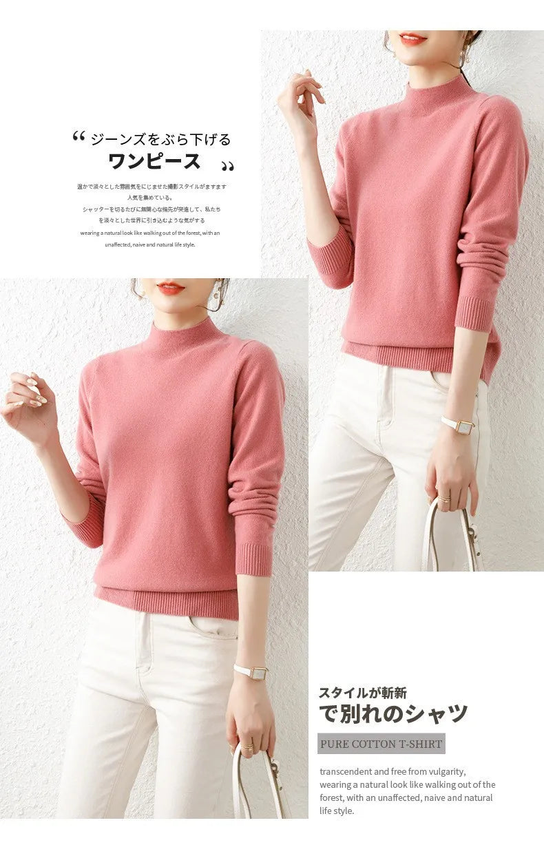 Autumn Winter Bottom Turtleneck Sweaters Women Fashion Chic Pullover Slim Long Sleeve Knitted Jumpers Soft Warm Pull Femme Top