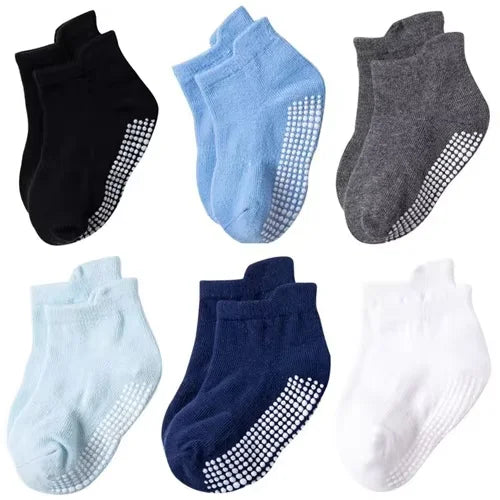 6Pairs/set Children's Socks For Boys Girls Casual Sport Kids Floor Boat Boy Girl Solid Baby Toddler Sock Anti-slip Spring Autumn