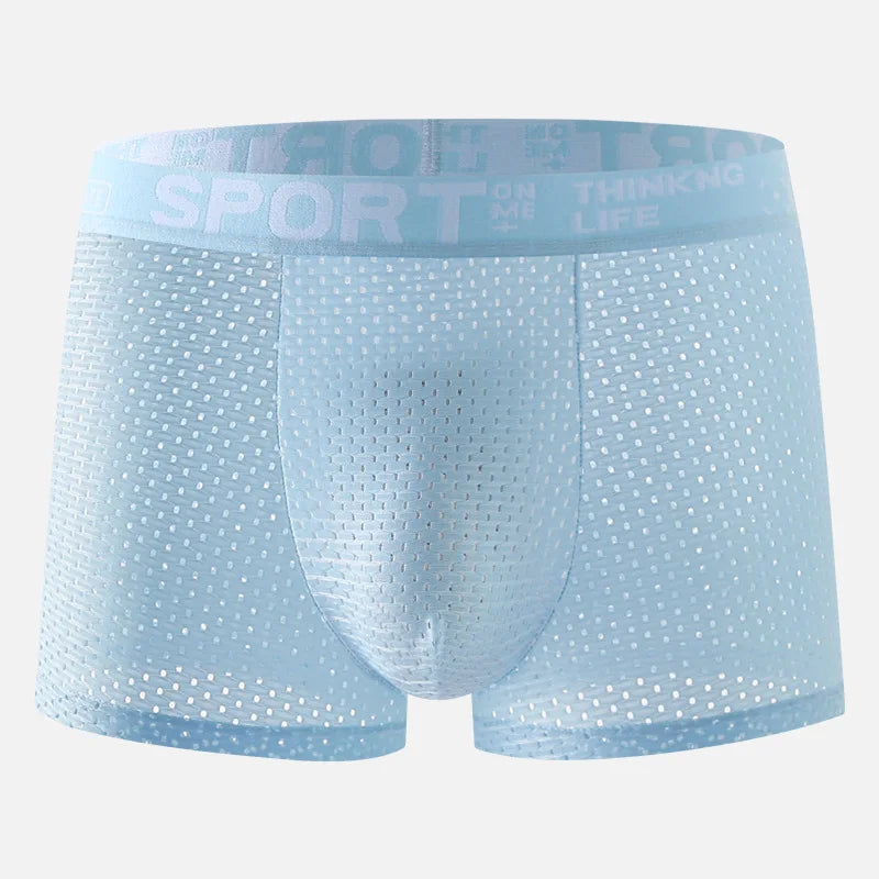 Men's Ice Silk Mesh Boxers Breathable Mesh Four Corner Pants Panties Shorts Summer Boxer Shorts Male Comfortable Underpants