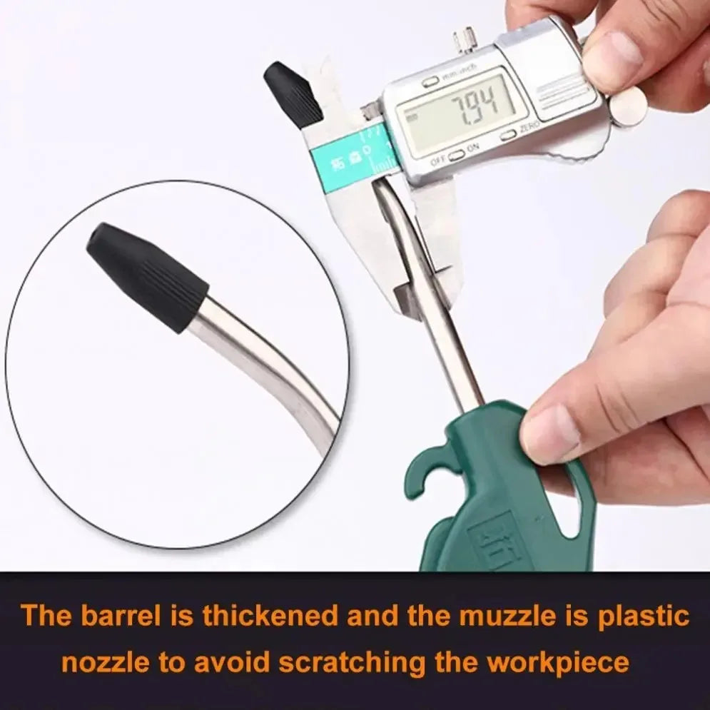 Pneumatic Air Blow Gun Set, Short & Long Nozzle for Heavy Duty Dusting, High Pressure Compressed Air Duster for Workshop