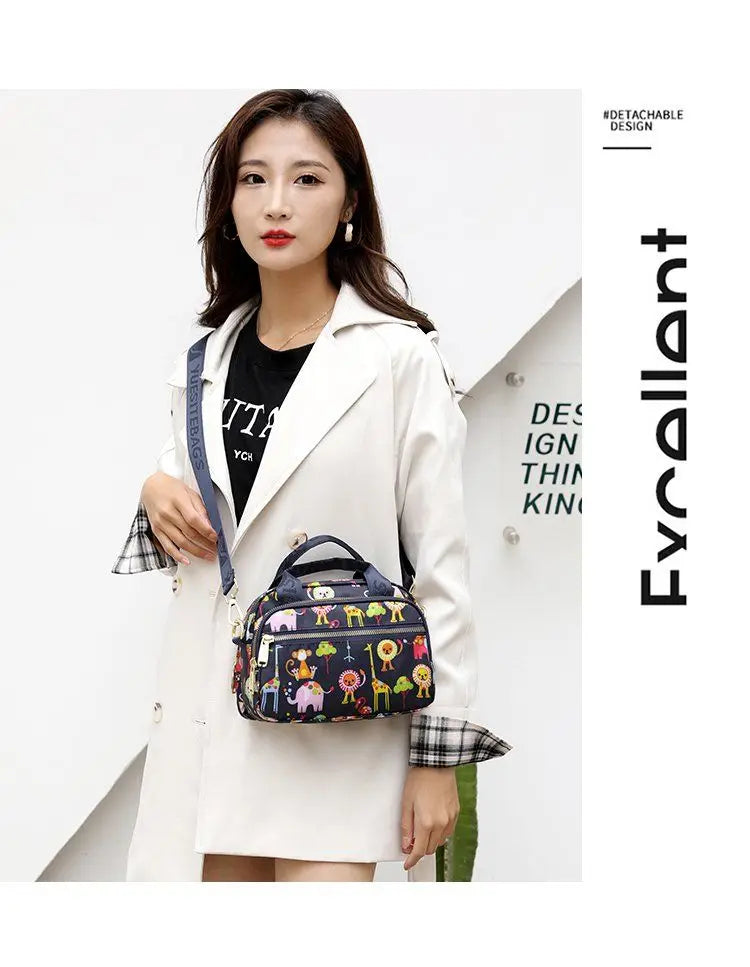 New Nylon Canvas Bag Large Bag Waterproof Shopping Bag Large Capacity Floral Shoulder Handbag Women Bag Mother Bag